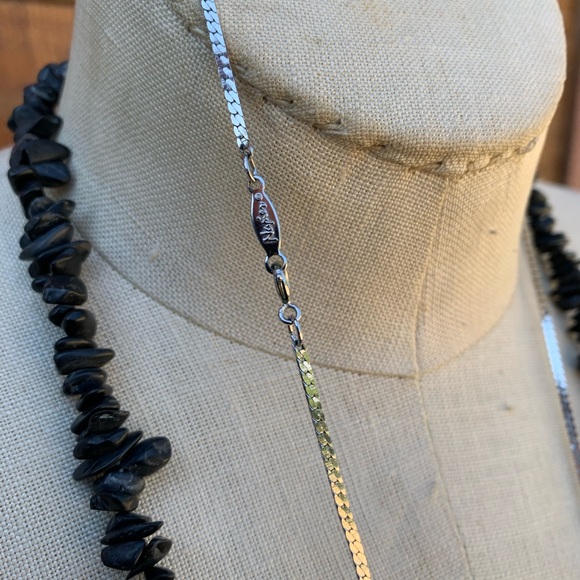Pair Black Charcoal Gray Natural Stone Necklaces - Picture 9 of 9